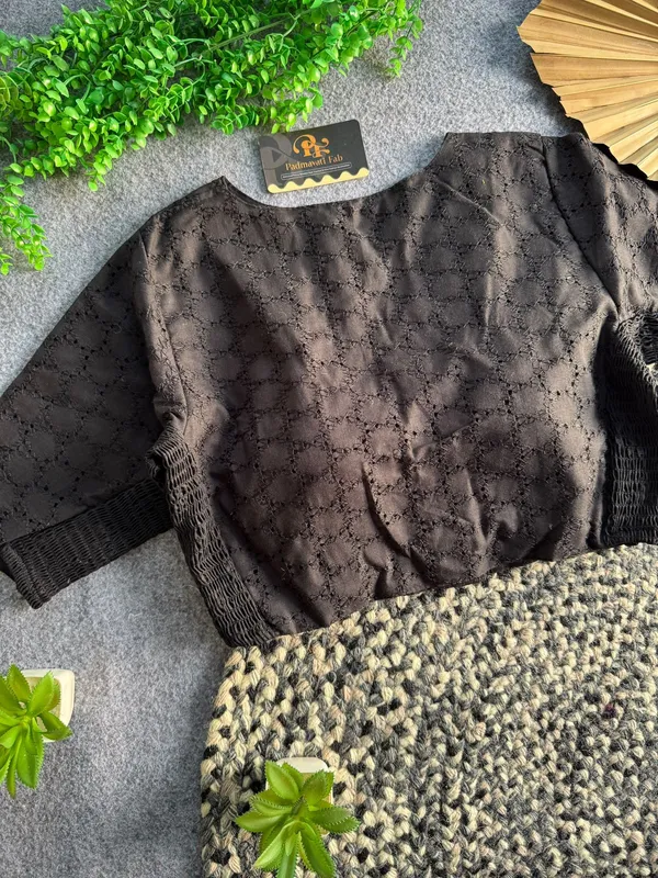 Presenting_Classic_Black_Schiffli_Embroidered_Padded_Saree_Blouse