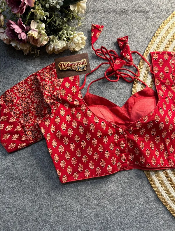 Red_Cotton_Deep_Back_Block_Print_Blouse_For_Women
