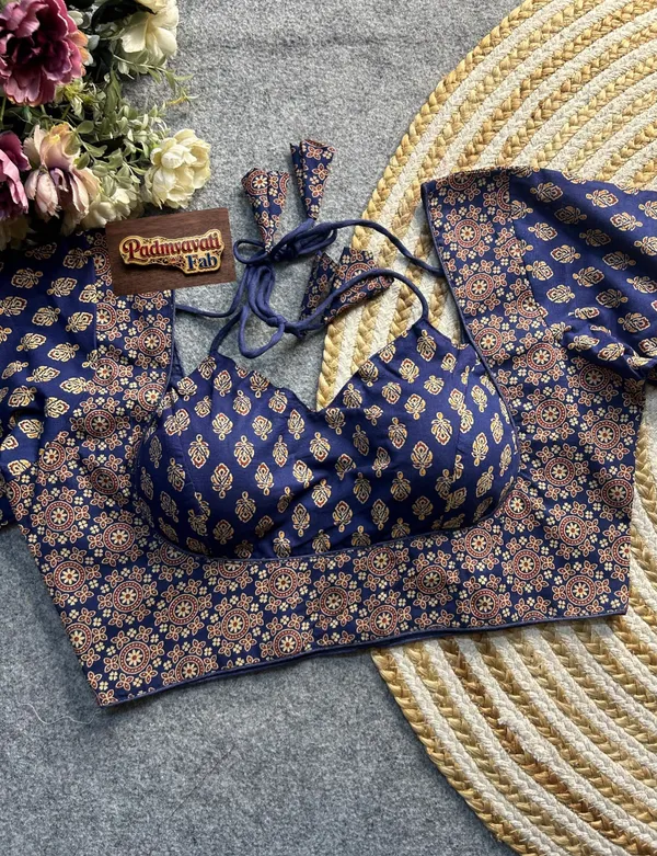 Blue_Cotton_Deep_Back_Block_Print_Blouse_For_Women