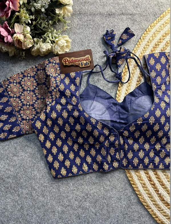 Blue_Cotton_Deep_Back_Block_Print_Blouse_For_Women