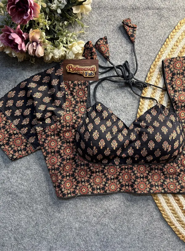 Black_Cotton_Deep_Back_Block_Print_Blouse_For_Women