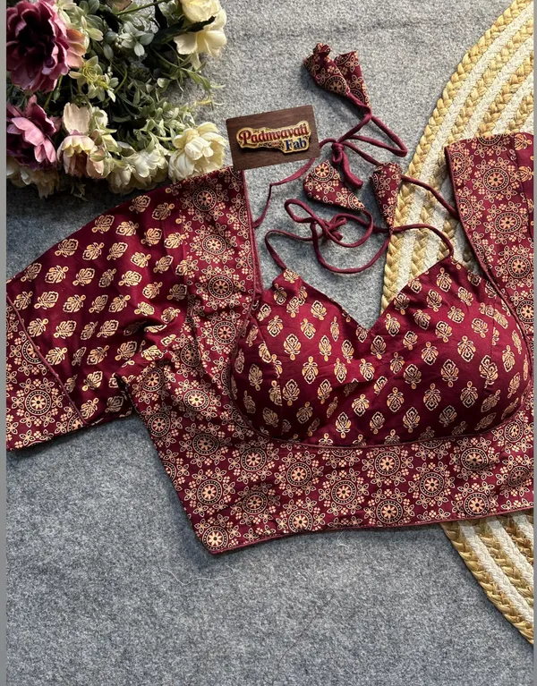 Maroon_Cotton_Deep_Back_Block_Print_Blouse_For_Women