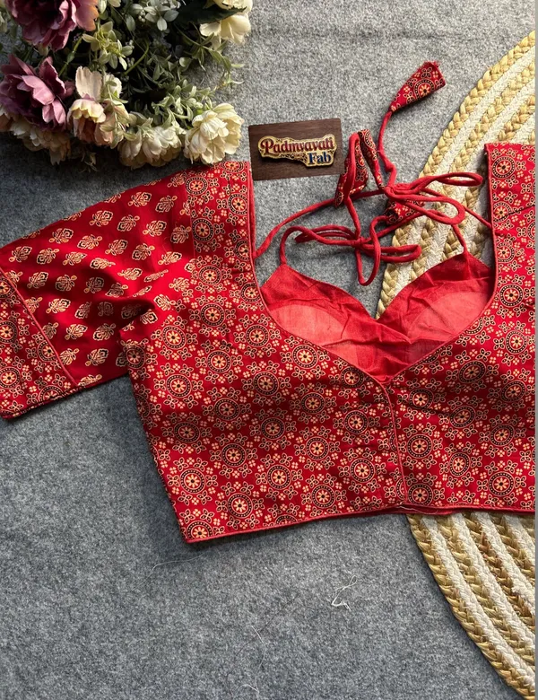Red_Cotton_Deep_Back_Block_Print_Blouse_For_Women