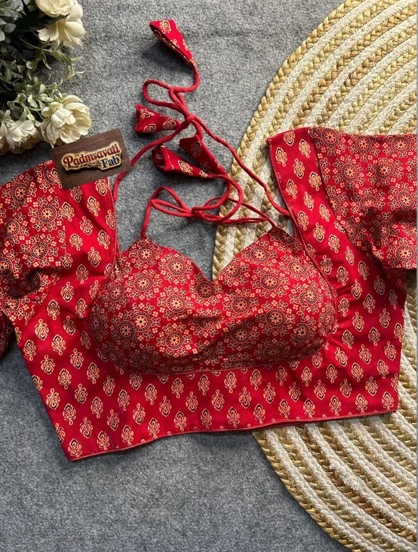 Red_Cotton_Deep_Back_Block_Print_Blouse_For_Women