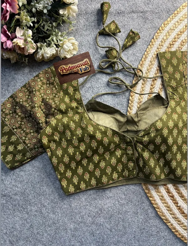 Green_Cotton_Deep_Back_Block_Print_Blouse_For_Women