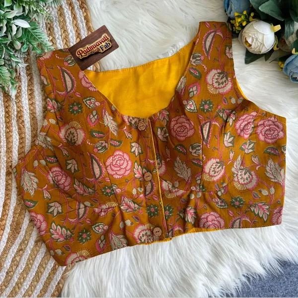 Presenting_Golden_Bloom_Front-Button_Saree_Blouse