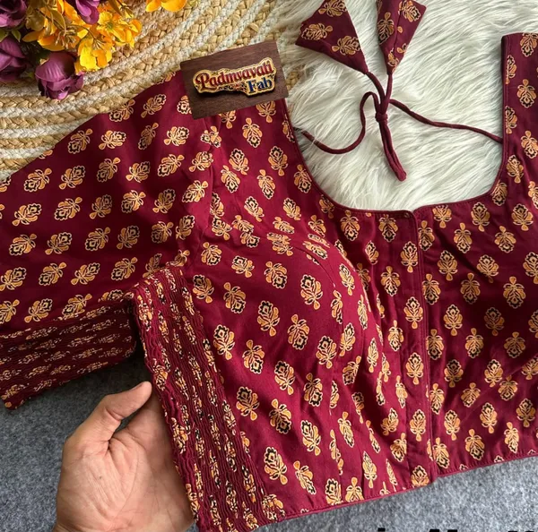 Presenting_Kesariya_Motif_Comfort-Fit_Smocked_Cotton_Blouse