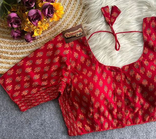 Presenting_Kesariya_Motif_Comfort-Fit_Smocked_Cotton_Blouse