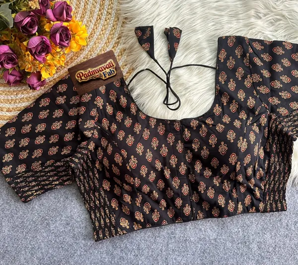 Presenting_Kesariya_Motif_Comfort-Fit_Smocked_Cotton_Blouse