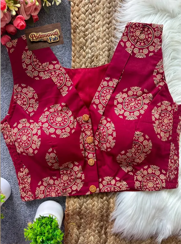 Maroon_Cotton_Princess_Cut_Mandala_Block_Print_Blouse_For_Women