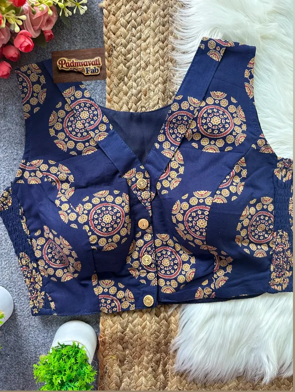 Blue_Cotton_Princess_Cut_Mandala_Block_Print_Blouse_For_Women