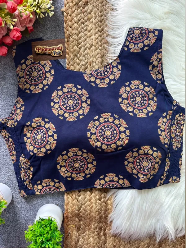 Blue_Cotton_Princess_Cut_Mandala_Block_Print_Blouse_For_Women