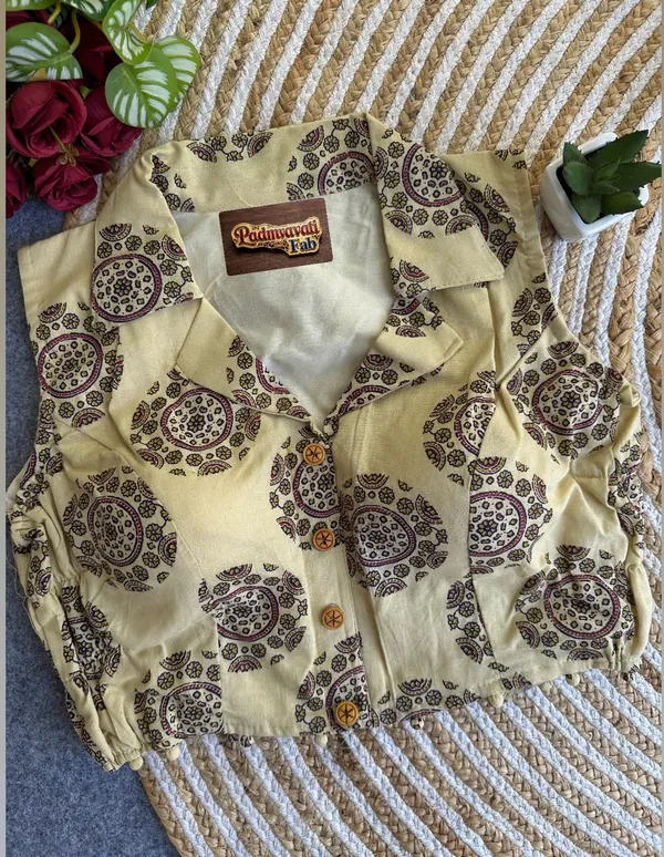 Cream_Cotton_Princess_Cut_Mandala_Block_Print_Blouse_For_Women