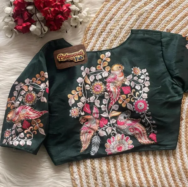 Green_Art_Silk_Floral_Embroidered_Blouse_For_Women