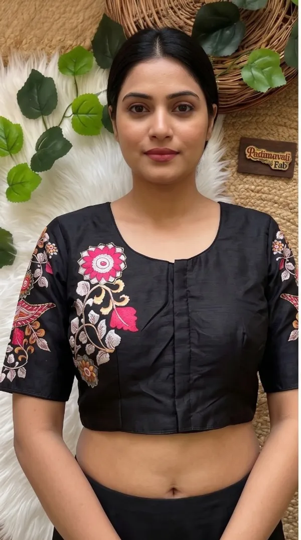 Black_Art_Silk_Floral_Embroidered_Blouse_For_Women