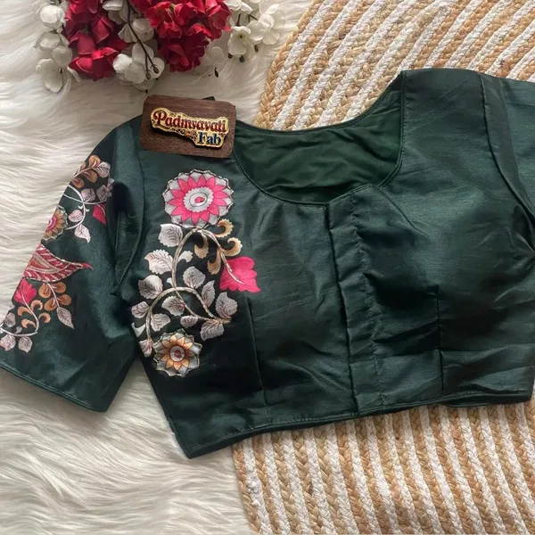 Green_Art_Silk_Floral_Embroidered_Blouse_For_Women