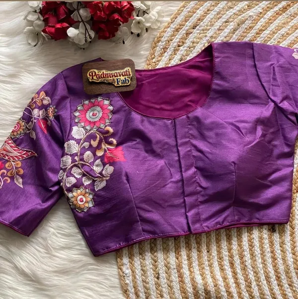Wine_Art_Silk_Floral_Embroidered_Blouse_For_Women