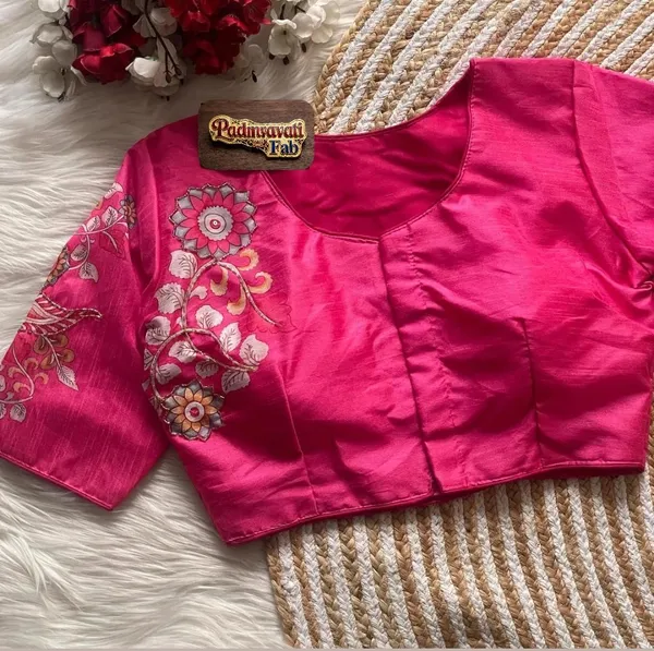 Pink_Art_Silk_Floral_Embroidered_Blouse_For_Women