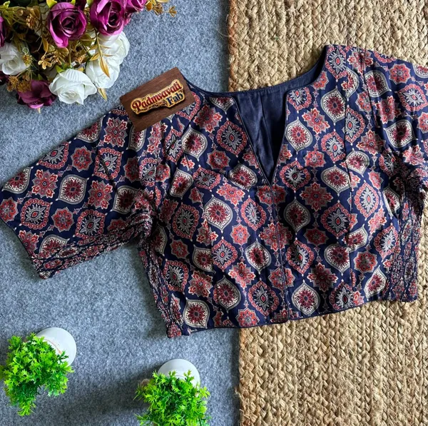 Presenting_Regal_Ajrakh_Print_Cotton_Readymade_Saree_Blouse