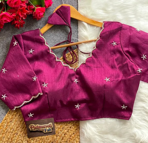 Wine_Cotton_Silk_Pearl_Embroidered_Blouse_For_Women