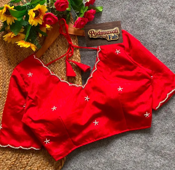 Red_Cotton_Silk_Pearl_Embroidered_Blouse_For_Women