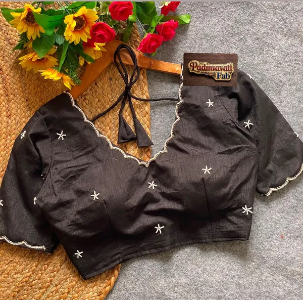 Black_Cotton_Silk_Pearl_Embroidered_Blouse_For_Women