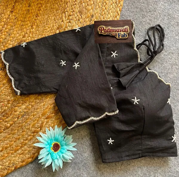 Black_Cotton_Silk_Pearl_Embroidered_Blouse_For_Women