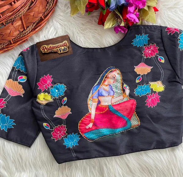 Black_Silk_Hand-Painted_Heritage_Blouse_For_Women