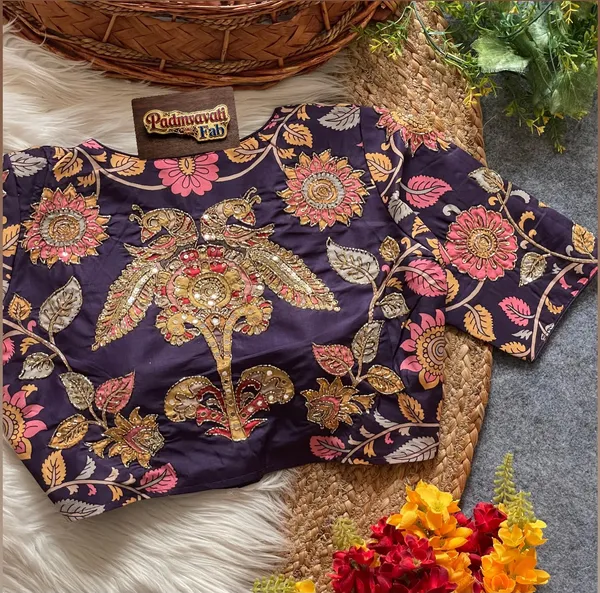 Wine_Silk_Zardozi_Embroidered_Blouse_For_Women