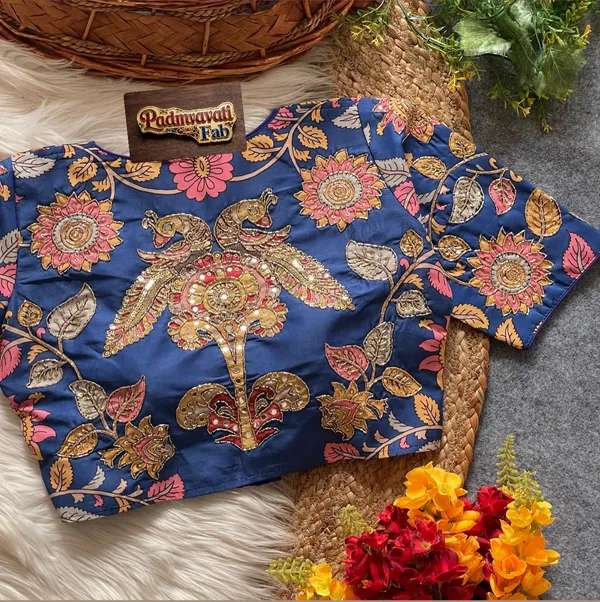 Blue_Silk_Zardozi_Embroidered_Blouse_For_Women