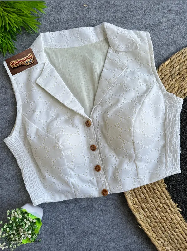 White_Cotton_Hakoba_Smocked_Sleeveless_Blouse_For_Women