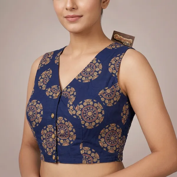Blue_Cotton_Princess_Cut_Mandala_Block_Print_Blouse_For_Women