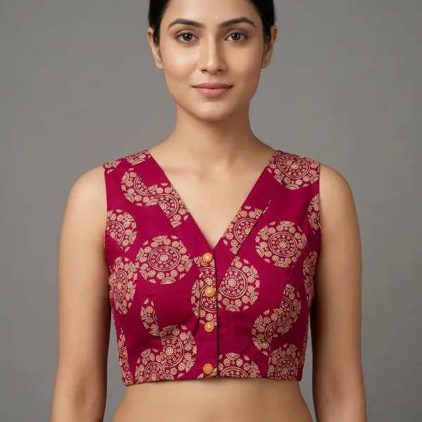 Maroon_Cotton_Princess_Cut_Mandala_Block_Print_Blouse_For_Women