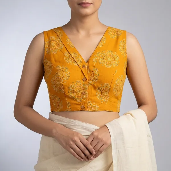 Yellow_Cotton_Princess_Cut_Mandala_Block_Print_Blouse_For_Women