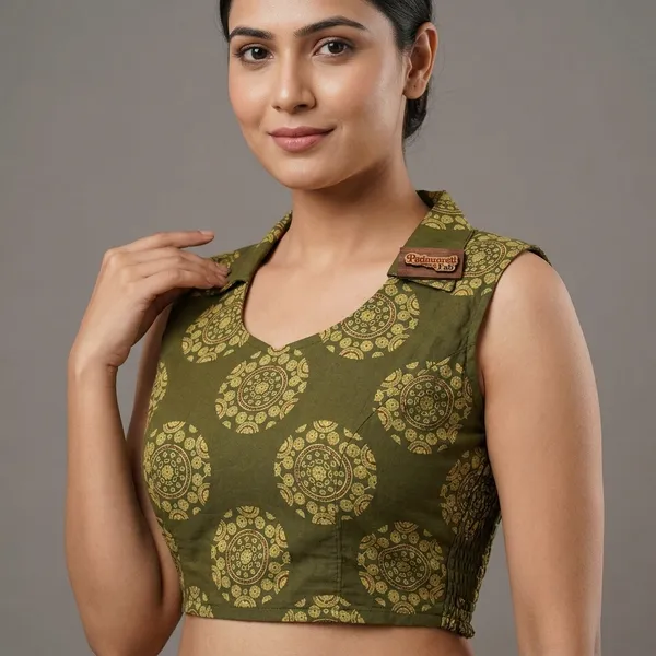 Green_Cotton_Princess_Cut_Mandala_Block_Print_Blouse_For_Women
