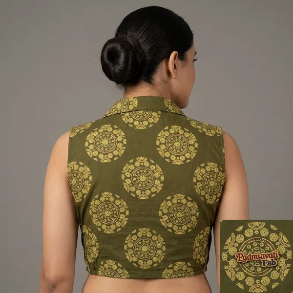 Green_Cotton_Princess_Cut_Mandala_Block_Print_Blouse_For_Women