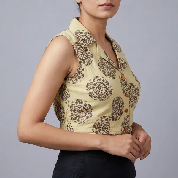 Cream_Cotton_Princess_Cut_Mandala_Block_Print_Blouse_For_Women