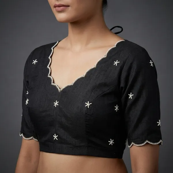 Black_Cotton_Silk_Pearl_Embroidered_Blouse_For_Women