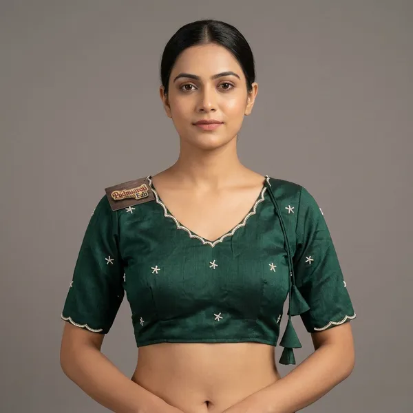 Green_Cotton_Silk_Pearl_Embroidered_Blouse_For_Women
