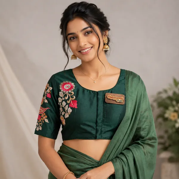 Green_Art_Silk_Floral_Embroidered_Blouse_For_Women