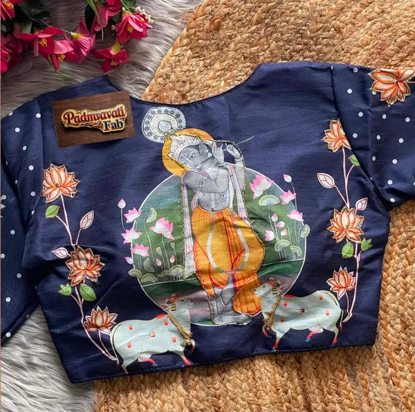 Blue_Mulberry_Silk_Aviary_Floral_Embroidered_Blouse_For_Women