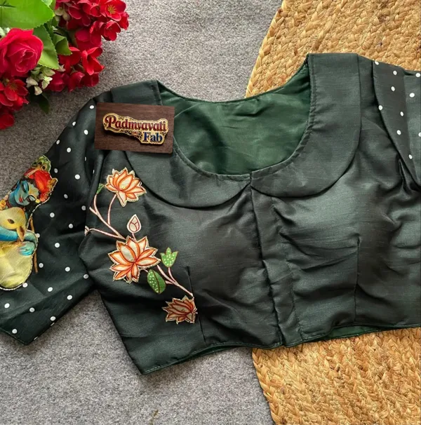 Red_Cotton_Hand-Painted_Festive_Blouse_For_Women