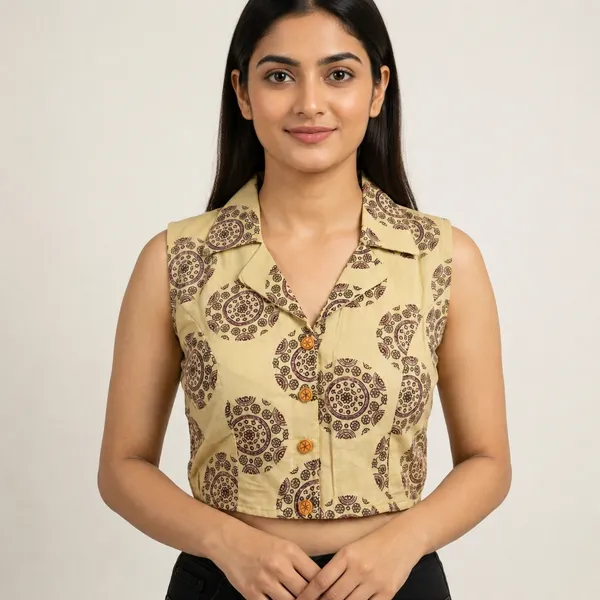 Cream_Cotton_Princess_Cut_Mandala_Block_Print_Blouse_For_Women
