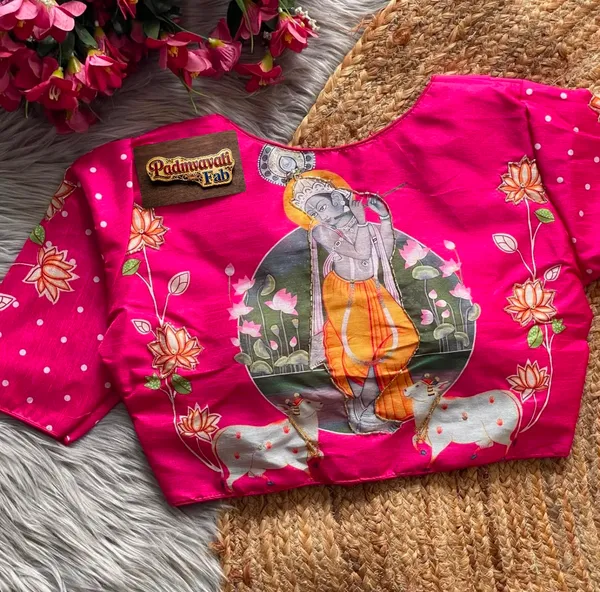 Pink_Mulberry_Silk_Aviary_Floral_Embroidered_Blouse_For_Women