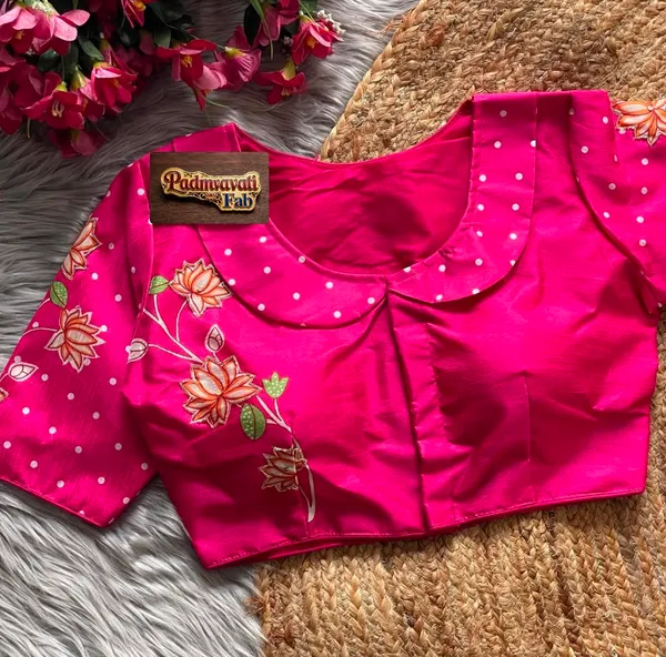 Pink_Mulberry_Silk_Aviary_Floral_Embroidered_Blouse_For_Women