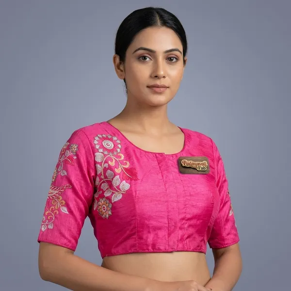 Pink_Art_Silk_Floral_Embroidered_Blouse_For_Women