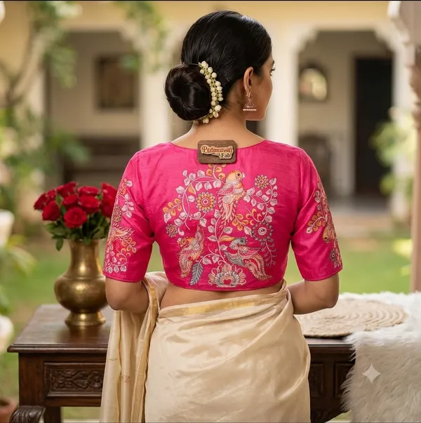 Pink_Art_Silk_Floral_Embroidered_Blouse_For_Women