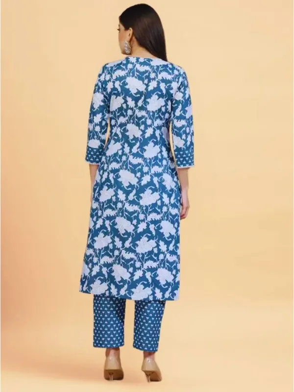 Blue_Cotton_Straight_Kurta_Pant_Set_For_Women