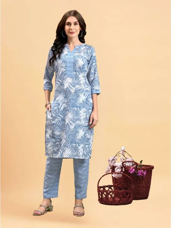 Light_Blue_Cotton_Straight_Kurta_Pant_Set_For_Women
