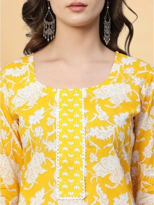 Yellow_Cotton_Straight_Kurta_Pant_Set_For_Women